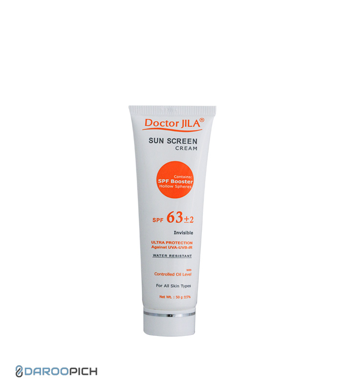 بسته بندی کرم ضد آفتاب SPF63 دکتر ژیلا بی رنگ