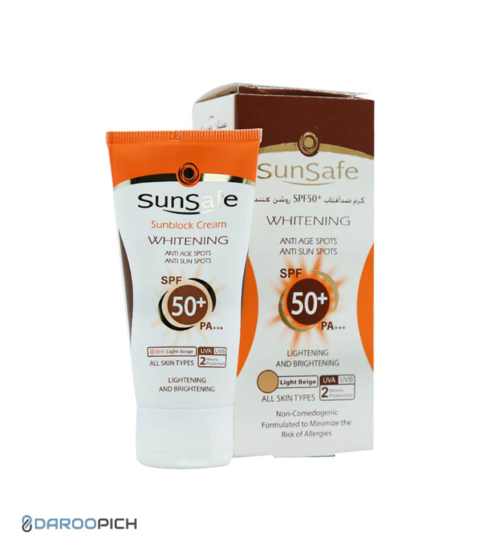 سان سیف کرم ضد آفتاب SPF50 رنگی (بژ روشن )روشن کننده مناسب انواع پوست 50 گرم