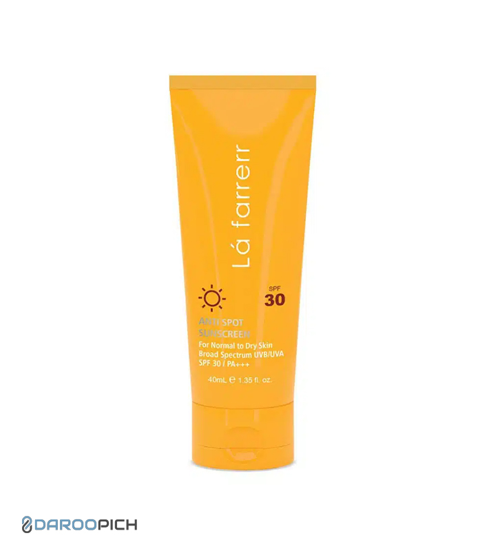 لافارر کرم ضد آفتاب SPF30 پوست خشک و معمولی ضدلک و بدون رنگ 40 میلی لیتر