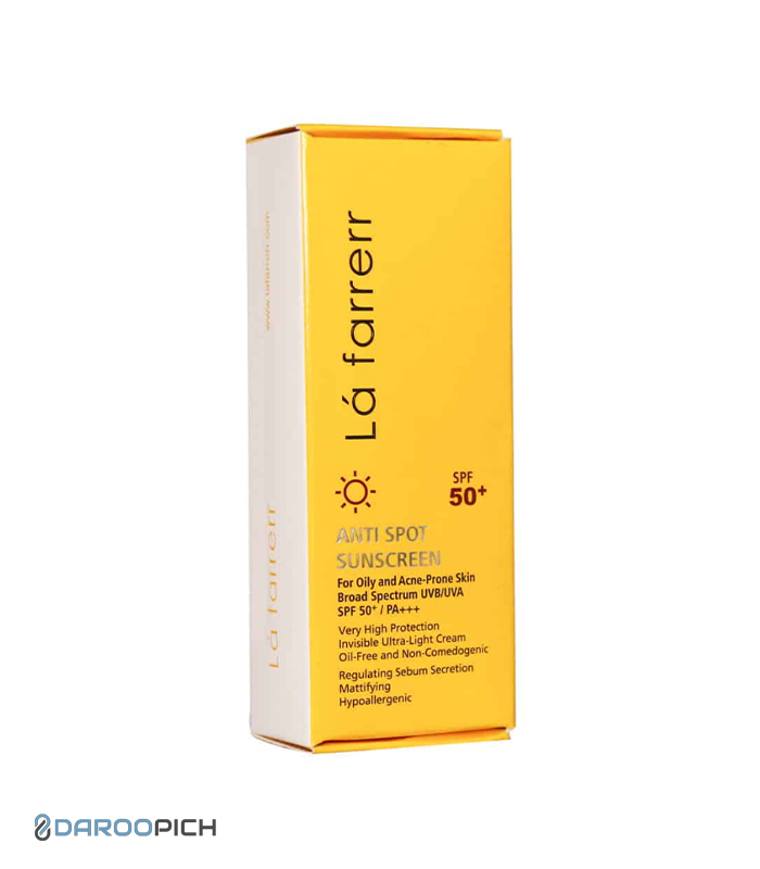 لافارر کرم ضد آفتاب SPF50 پوست چرب ضد لک و بی رنگ 40 میلی لیتر