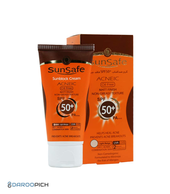 سان سیف کرم ضد آفتاب SPF50 فاقد چربی رنگی (بژ روشن)